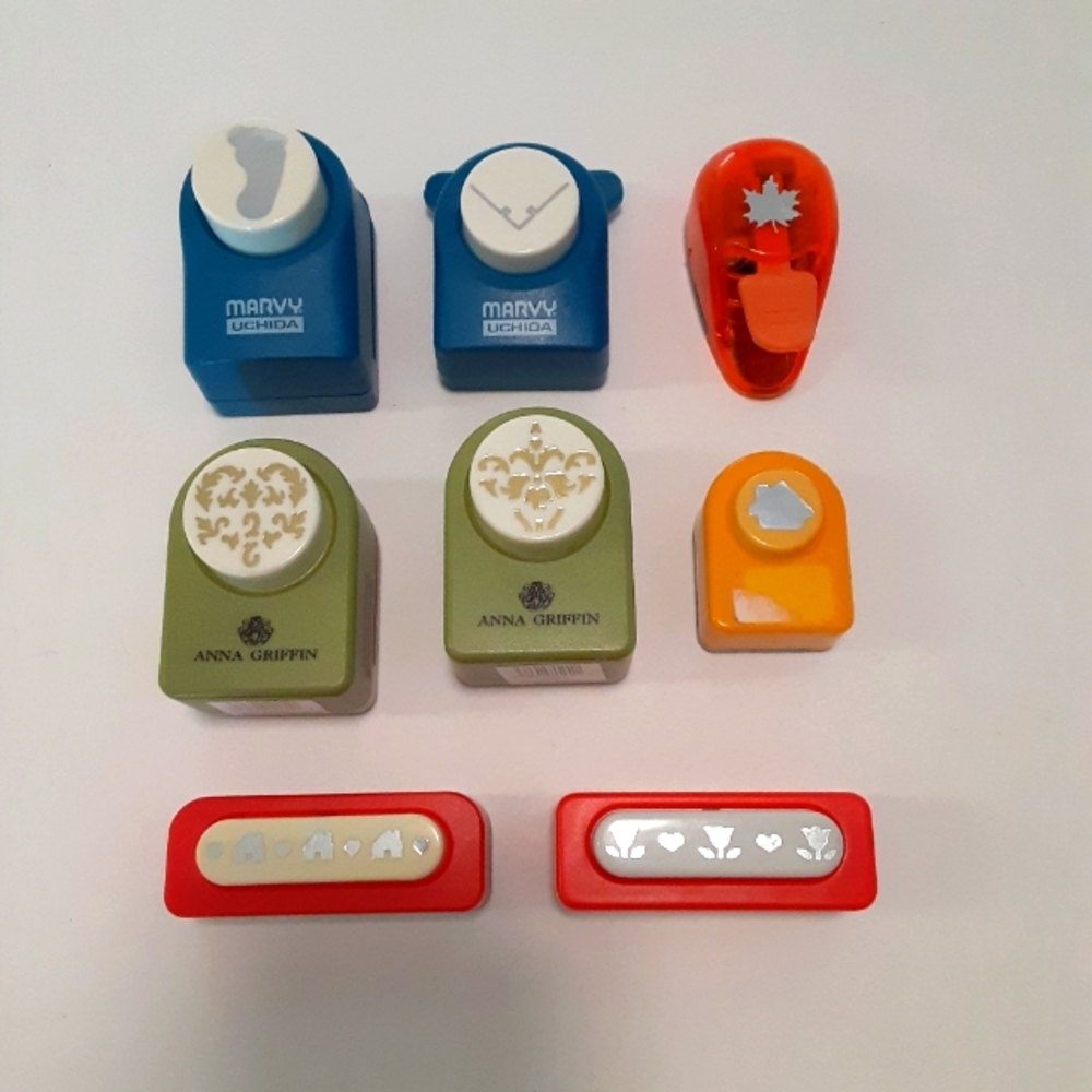 Anna Griffin, Marvy Uchida, McGill Creativity Assorted paper punch lot of 8